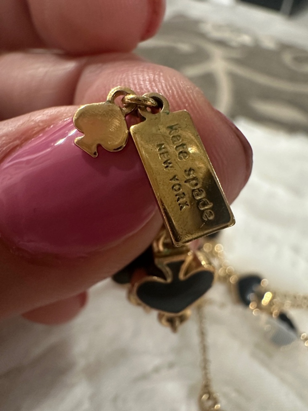 kate spade Gold-Tone Long Necklace with Black Spade ♠️ Motifs - Picture 4 of 4